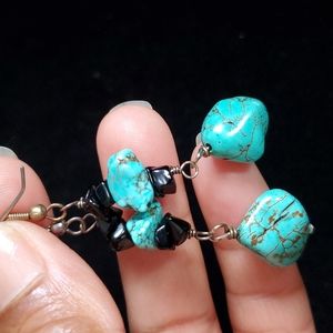 One-of-a-kind, Black & Turquoise earring.